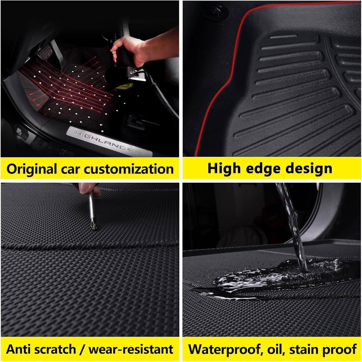 Floor Mats for 2017-2025 2026 Chrysler Pacifica Gas Touring Models (Non Hybrid & Non Pinnacle Model with Trunk Mat TPE All Weather fit 2018-2026 Voyager Car Floor Liners&Cargo Liners-Black
