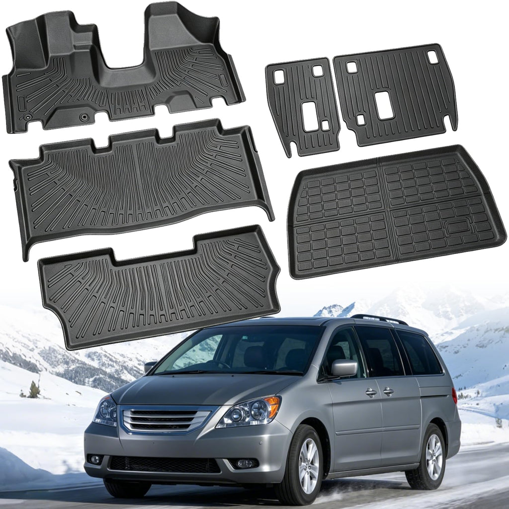 Floor Mats Compatible with Honda Odyssey 2005-2010,All Weather Protection Duarble TPE Cargo Liner with Backrest Mats Accessories Compatible with Honda Odyssey 2005 2006 2007 2008 2009 2010