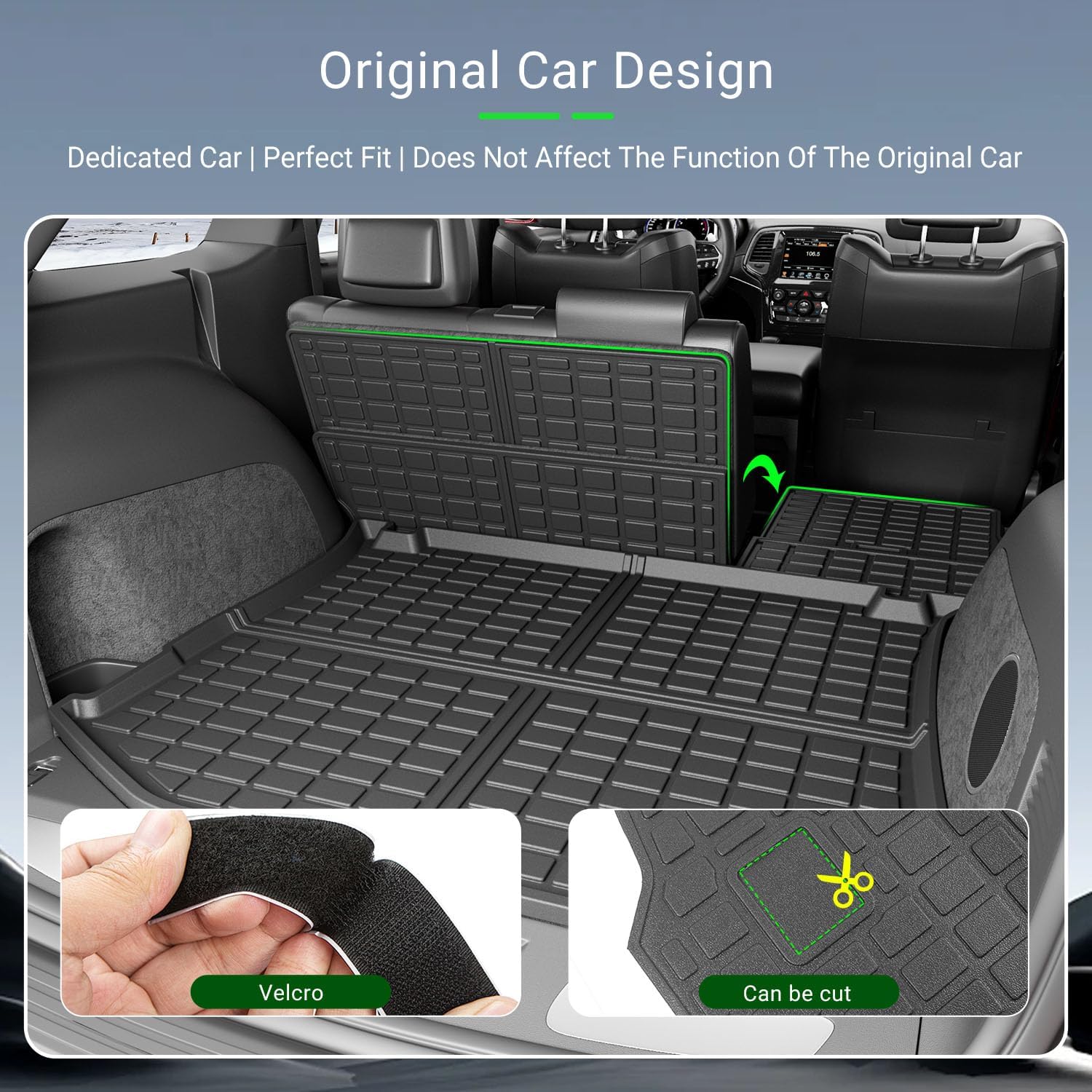 xipoqix Floor Mats Cargo Mat Backrest Mats Compatible with 2011-2021 Jeep Grand Cherokee Cargo Liner Replacement for 2011-2021 Jeep Grand Cherokee Accessories (Trunk Mat+Backrest Mats+Floor Mats)
