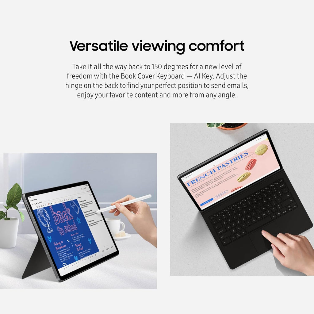 Samsung Galaxy Tab S10 FE+ Book Cover Keyboard - AI Key for Galaxy Tab S10 FE+, Detachable Platform, PC-Like Experience, Wireless Keyboard Sharing, Black