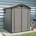 KEIKI 6x6 FT Outdoor Storage Shed Upgraded Polypropylene Frame Resin Cabinet,Sloped Roof with Two-Window and Double Lockable Door for Patio Backyard Tools