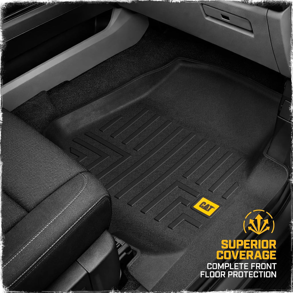 CAT® JustFit™ 3D Custom Fit Front Floor Mats for Ford F-150 Crew Cab 2010-2014, Heavy Duty Rubber Floor Liners Laser Measured, Ford F150 Accessories