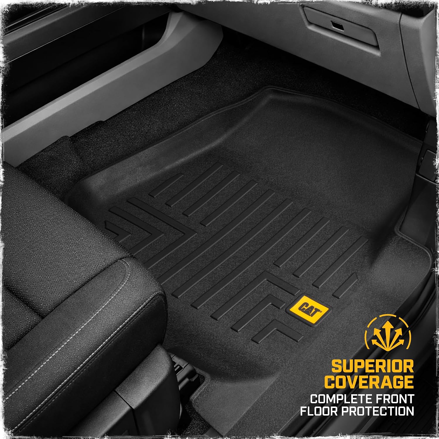 CAT® JustFit™ 3D Custom Fit Front Floor Mats for Ford F-150 Super Cab 2015-2026, Heavy Duty Rubber Floor Liners Laser Measured, Ford F150 SuperCab Accessories