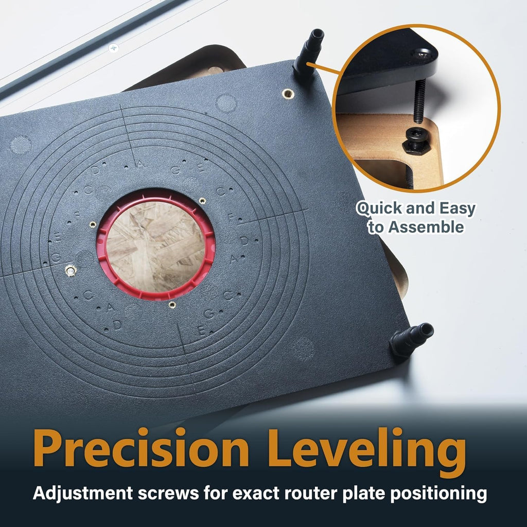 POWERTEC 24'x32' Router Table Top w/Tool Stand, Router Plate and Insert Rings, 400lb Capacity Heavy Duty Router Table Stand with Adjustable Leveling feet (UT1006C)