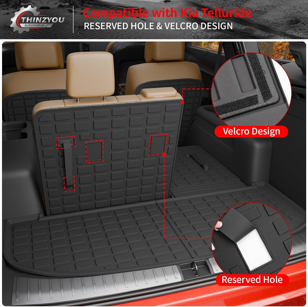 Floor Mats Compatible with 2020-2025 Kia Telluride 7 Seats (NOT for 2027) Cargo Mat Trunk Mat Cargo Liner Kick Mats Back Seat Cover Protector 2024 Telluride Accessories (Floor Mats Full Set)