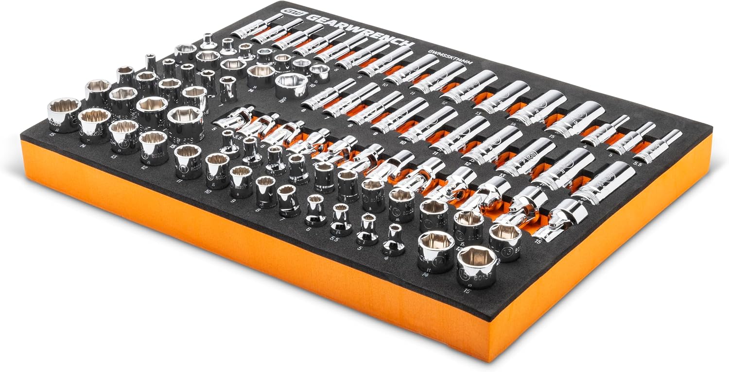 GEARWRENCH 89 Piece 1/4' Drive Master Metric Socket Set in Foam Storage Tray - GWMSSKT14MM