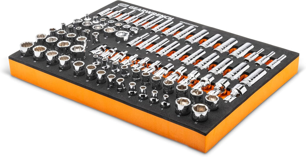 GEARWRENCH 89 Piece 1/4' Drive Master Metric Socket Set in Foam Storage Tray - GWMSSKT14MM (Pack of 6)