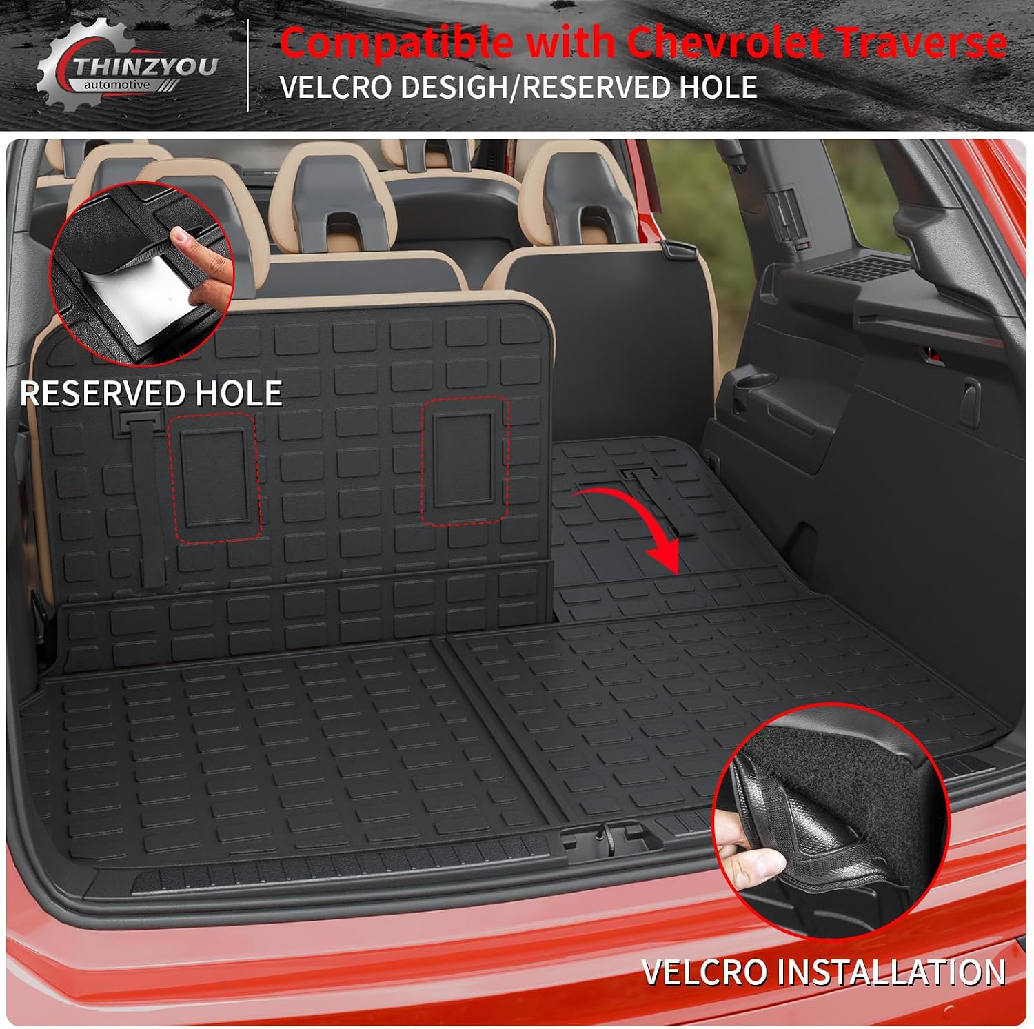 7 Seats Floor Mats Compatible with 2024 2025 2026 Chevrolet Traverse (NO Limited) Cargo Liner Cargo Mat Sub Trunk Mat Back Seat Cover Chevy Traverse Accessories (Floor Mats Full Set 10 PCS)