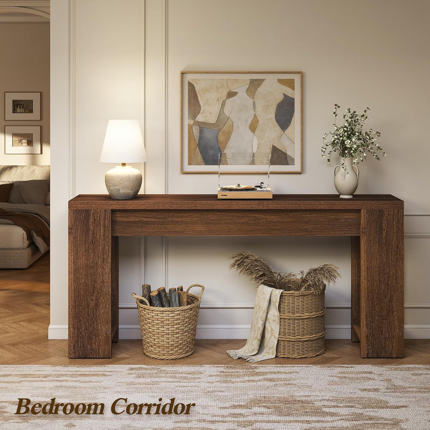 71' Extra Long Console Table, Wood Farmhouse Entryway Table, Plank and Beam Console Tables for Living Room, Entry, Entrance, Behind Couch, Hallway, Foyer, Narrow Sofa Tables for Front Doo