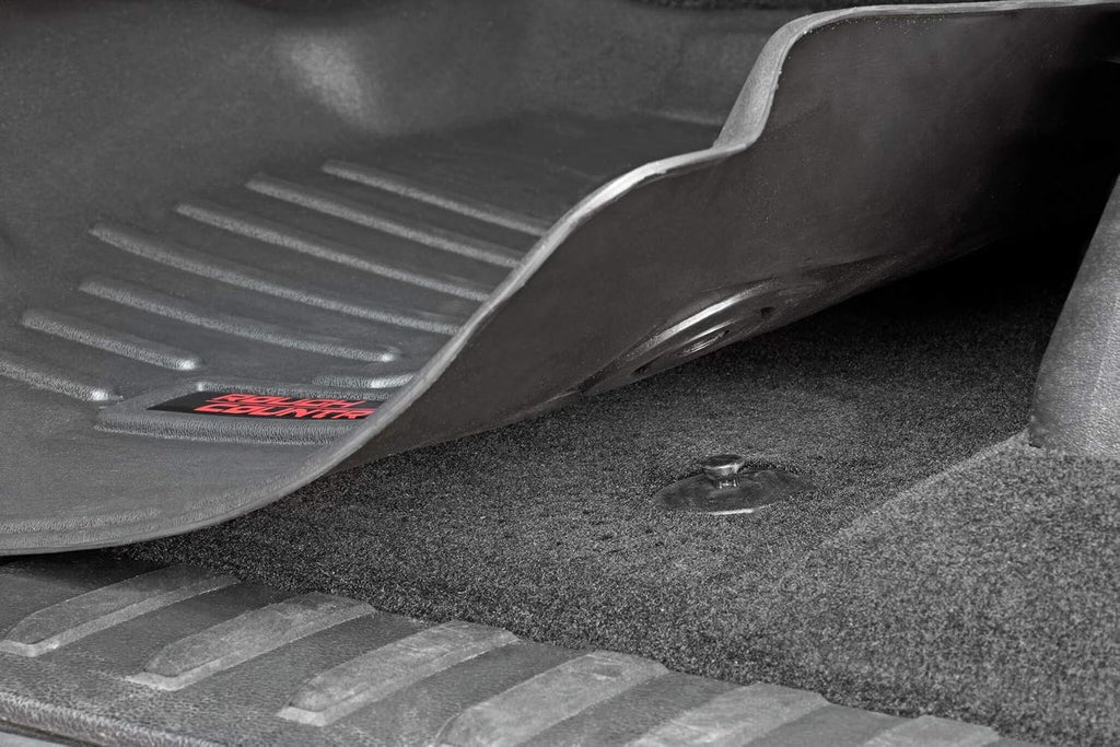 Rough Country All Weather Front Floor Mat for Chevy Silverado & GMC Sierra 1500/2500HD/3500HD (2014-2019) - Flexible Waterproof Front Mat for Half Length Floor Console