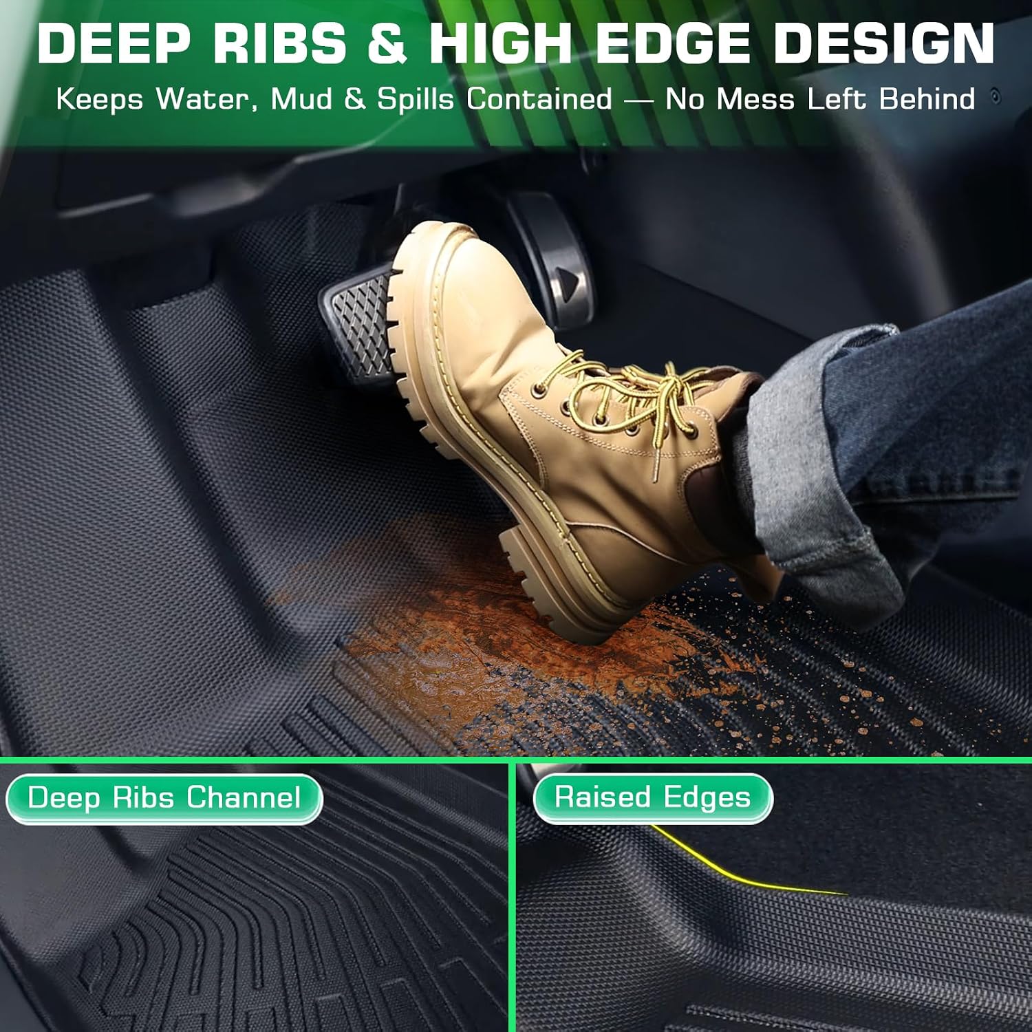 Floor Mats for Toyota RAV4 Base | Sport | Limited 2012 2011 2010 2009 2008 2007 2006, All Weather Custom Fit for RAV-4 Cargo Liner Full Set Mats, Waterproof Anti-Slip Front & 2nd Row & Trunk Mat