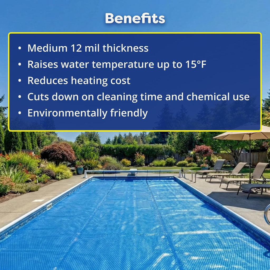 In The Swim 16' x 32' Premium Blue Oval Solar Pool Cover 12 Mil for Solar Heating Above Ground Pools and Inground Pools