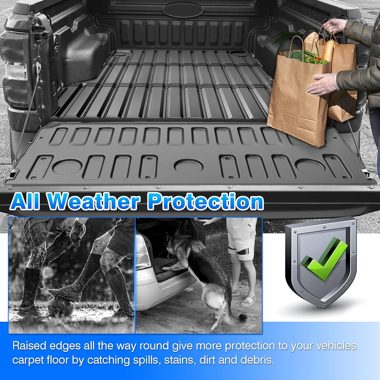 Maverick Floor Mats - Car Mats for Ford Maverick 2022-2025 2026 (Only Fit Gasoline Models), All Weather Floor Mats and Tailgate Mat with Truck Bed Mat for Maverick Accessories, Heavy Duty Rubber Mats
