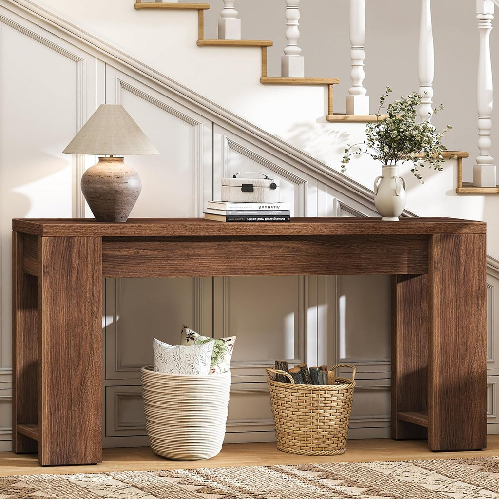 71' Extra Long Console Table, Wood Farmhouse Entryway Table, Plank and Beam Console Tables for Living Room, Entry, Entrance, Behind Couch, Hallway, Foyer, Narrow Sofa Tables for Front Doo