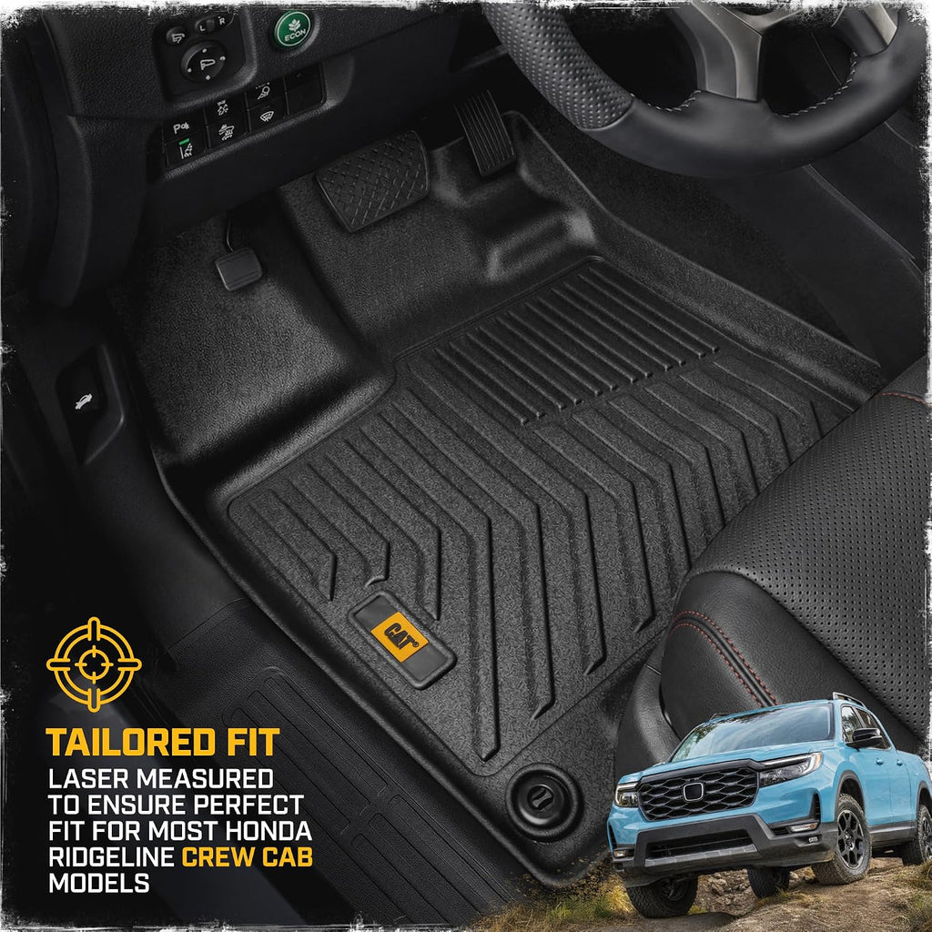 CAT® JustFit™ 3D Custom Fit Floor Mats for Honda Ridgeline 2017-2025, Heavy Duty All Weather Floor Liners Laser Measured, Honda Ridgeline Accessories