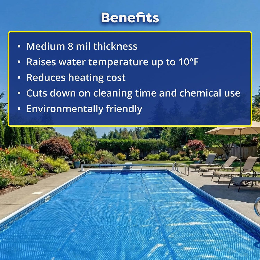 In The Swim 20' x 40' Standard Blue Rectangle Solar Pool Cover 8 Mil for Solar Heating Above Ground Pools and Inground Pools