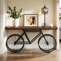 Tribesigns Extra Long Console Table, 70.9-Inch Narrow Sofa Table Behind Couch with Bicycle Metal Base, Industrial Entryway Table for Entrance, Hallway, Living Room, Brown