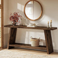70.9'' Solid Wood Console Table, Narrow Long Sofa Table Behind Couch with 2-Tier Storage, Farmhouse Entryway Table for Living Room, Hallway, Foyer, Espresso Brown