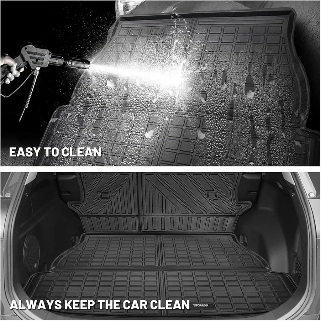 Floor Mat Cargo Liner Backrest Mat 2019-2024 2025 Compatible with Toyota Rav4 All-Weather Floor Liners Trunk Mat Back Seat Cover Compatible with Rav 4(LHD-3Pcs,Gasoline)