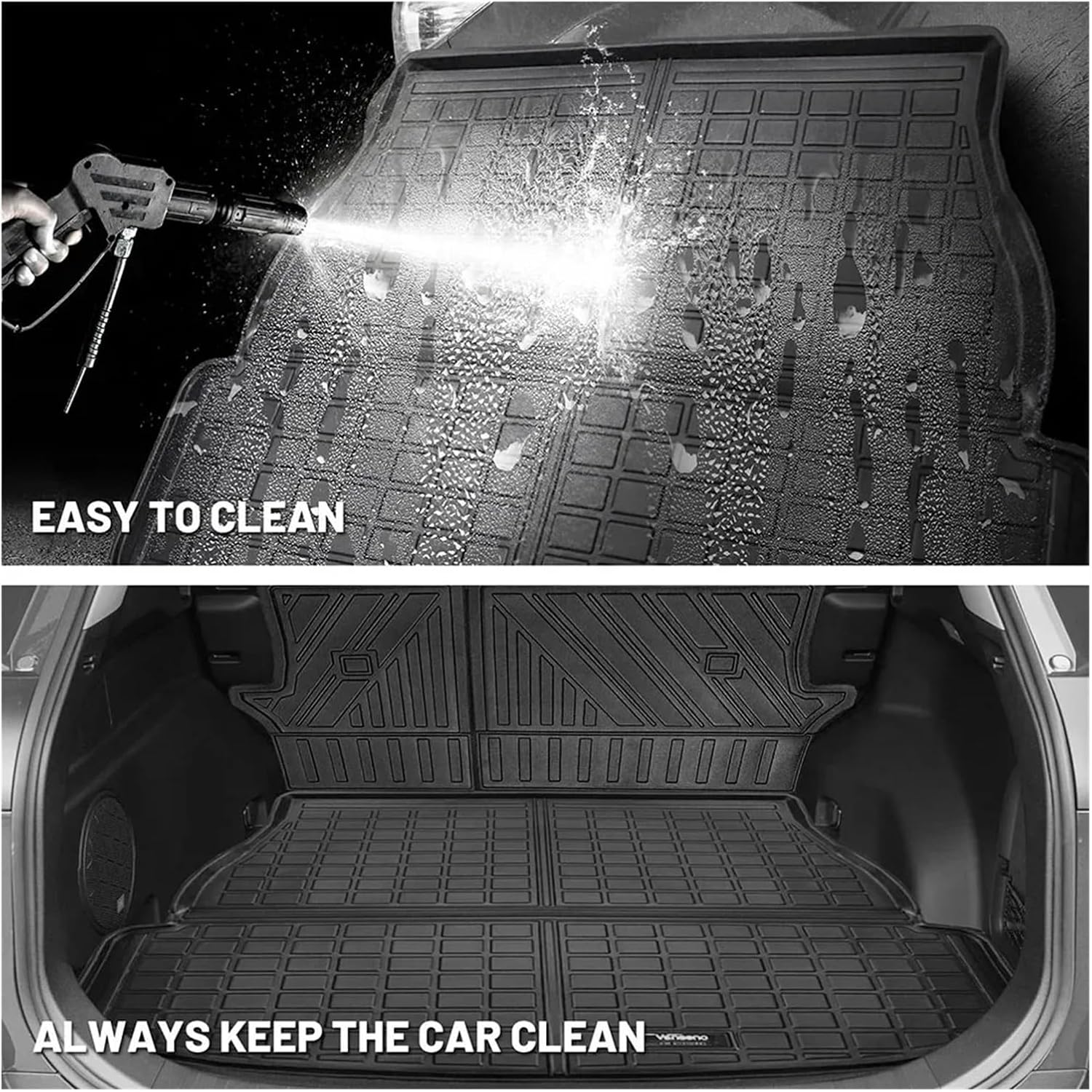 Floor Mat Cargo Liner Backrest Mat 2019-2024 2025 Compatible with Toyota Rav4 All-Weather Floor Liners Trunk Mat Back Seat Cover Compatible with Rav 4(LHD-3Pcs,Gasoline)