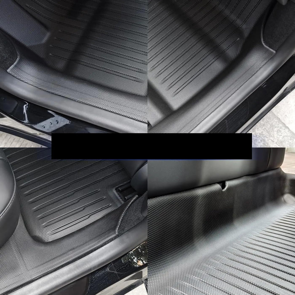 Compatible with Tesla Model 3 Highland 2024 TPE Full Cover Floor Mats with Door Sill Protector, Full Set Floor Liners Cargo Liner Seat Back(8PCS Full Set)