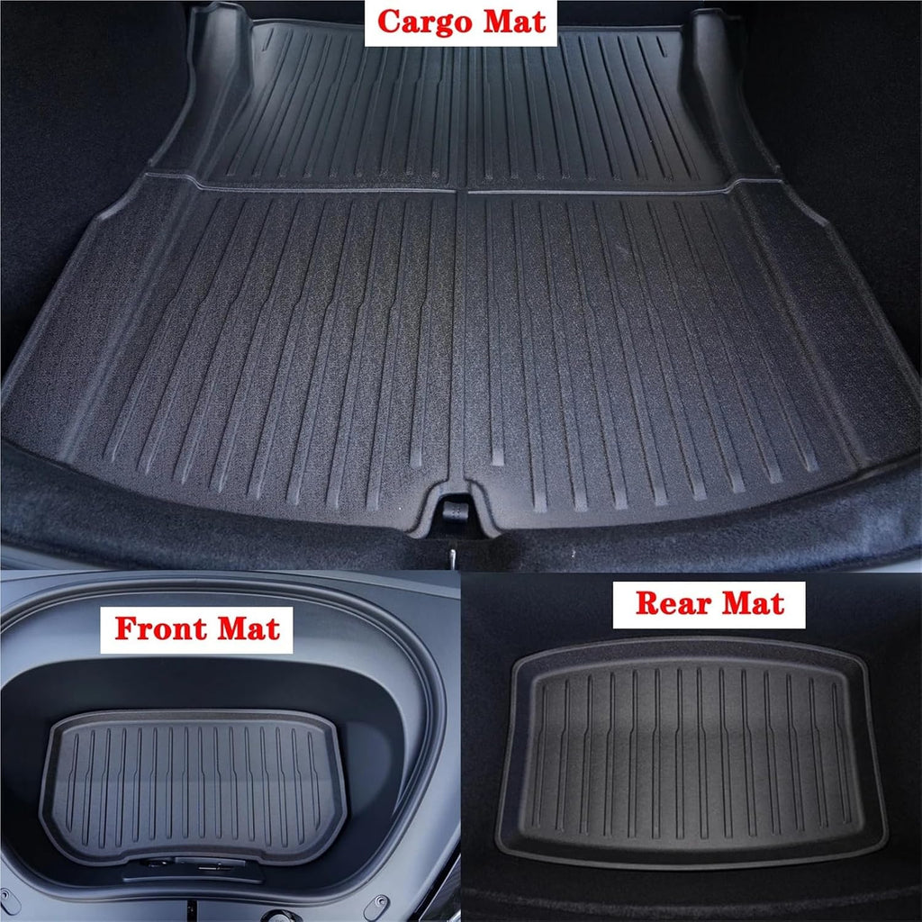 All Weather TPE Floor Mats & Cargo Liner Compatible for Tesla Model 3 Highland 2024, Waterproof Anti-Slip Trunk Mats TPE Foot Pads(4PCS Set)