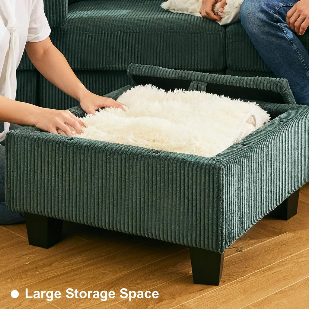 Belffin Corduroy Modular Sectional Sofa 9 Seat Convertible Sectional Sleeper Sofa Bed with Storage Ottomans Modular Sectional Couch Bed for Living Room Green