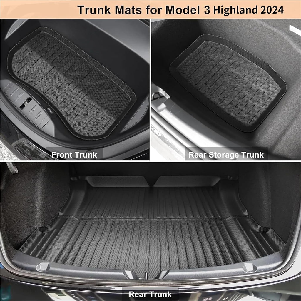 for Tesla Model 3 2024 Highland Floor Mats Cargo Liner Waterproof Anti-Slip Trunk Mat TPE Pads Accessories(11PCS Full Set,Right Hand Drive)