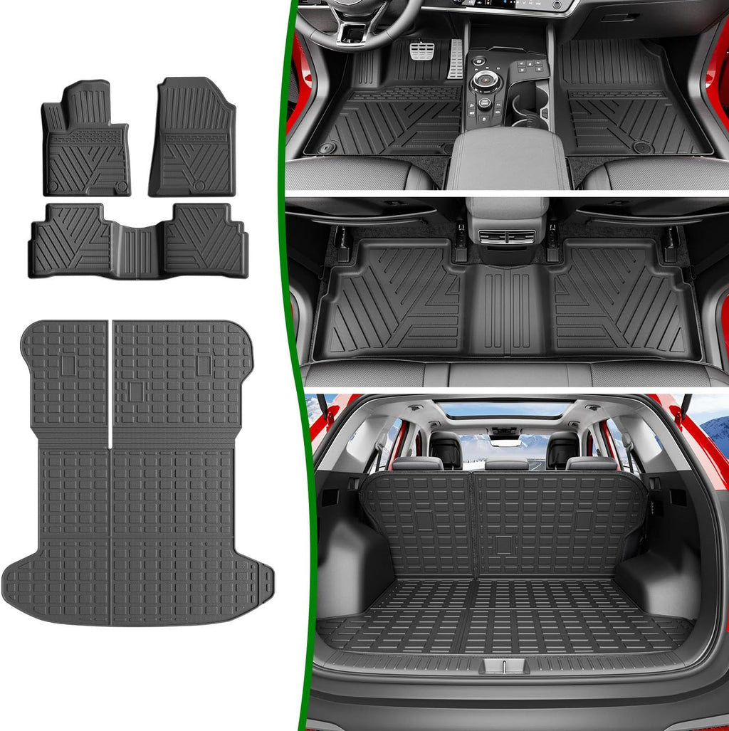 xipoqix Fuel Floor Mats Cargo Mat Backrest Mats Compatible with 2023-2026 Kia Sportage TPE Cargo Liner Replacement for 2023-2026 Kia Sportage Accessories (Trunk Mat with Backrest Mat+Floor Mats)