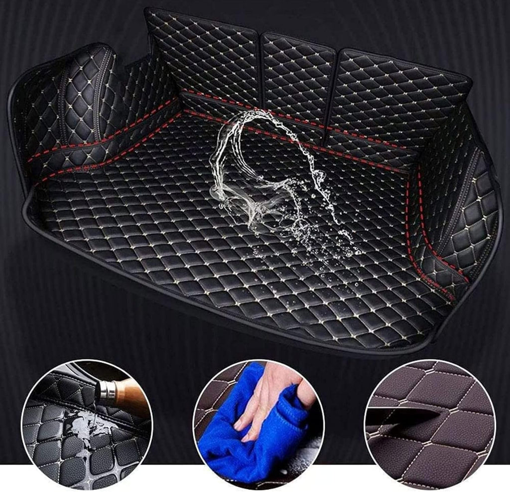 Car Cargo Liner for mini 4-Door 2014-2020 2021 2022 2023 Upper Floor, Leather Boot Trunk Liner Anti-Scratch Anti-Slip Waterproof Cargo Mat, Interior Accessories,Red