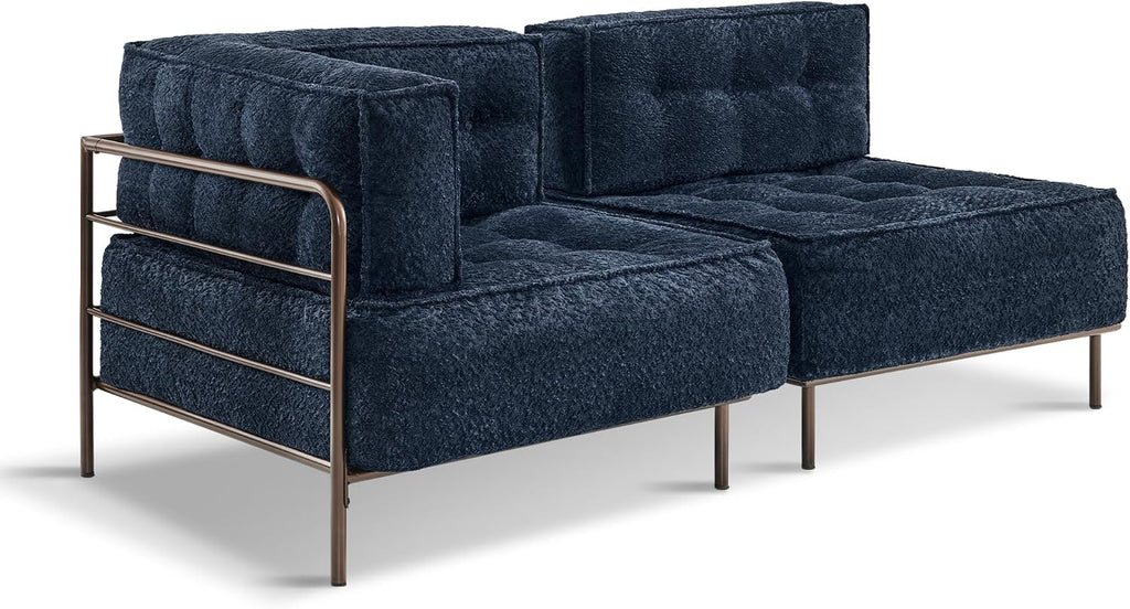 MCombo Modular Sofa Couch with Removable Cushion, Accent Sofa Chair, Upholstered Sofa for Living Room, Apartment, Office (Blue, Two Seats)