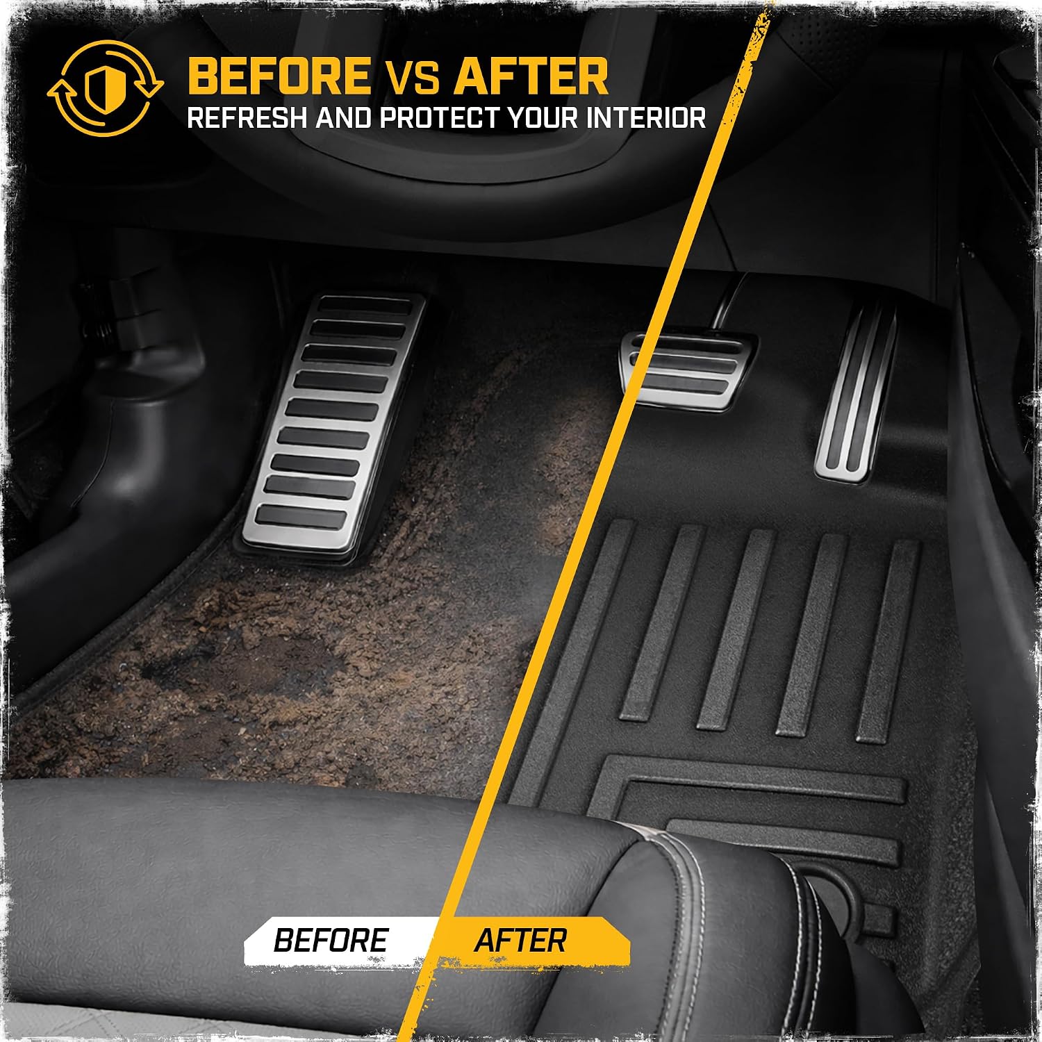CAT® JustFit™ 3D Custom Fit Floor Mats for Chevy Silverado 1500 Crew Cab 2014-2018, Full Set Front & Rear, Heavy Duty Rubber Floor Liners Laser Measured, Silverado Accessories