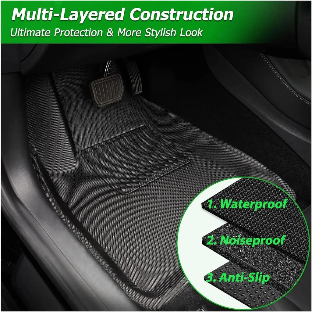 All Weather XPE Floor Mats Compatible with Tesla Model 3 Highland 2024, Waterproof Anti-Slip Front Rear Cargo Liner Trunk Mat(3PCS Trunk Mats)