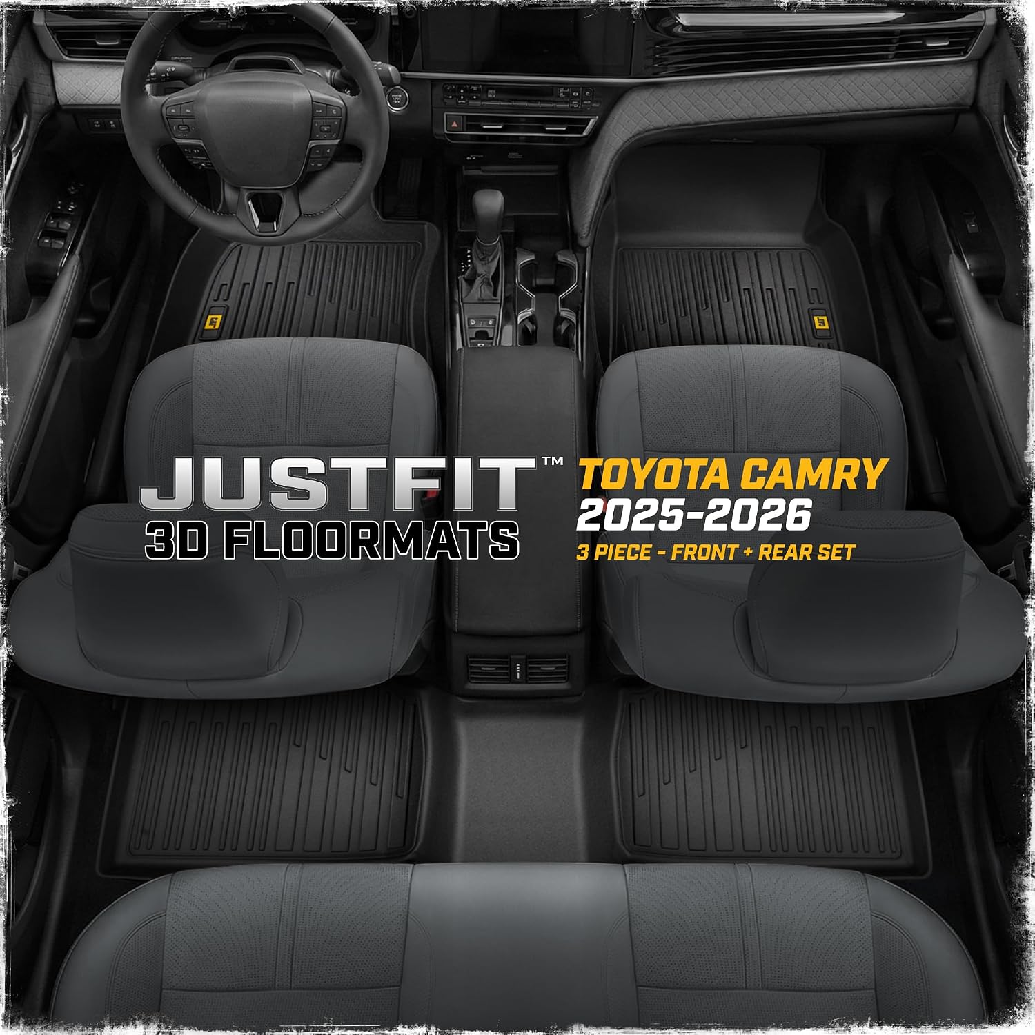 CAT® JustFit™ 3D Custom Fit Floor Mats for Toyota Camry 2018 2019 2020 2021 2022 2023 2024, Heavy Duty All Weather Floor Liners Laser Measured, Toyota Camry Accessories