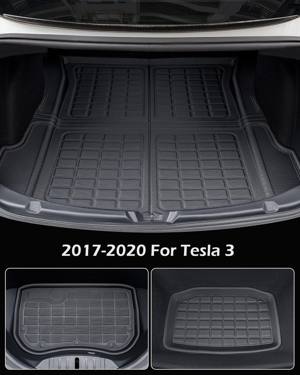 TAPTES for Tesla Model 3 Floor Mats 2020 2019 2018 2017, 6 PCS All Weather Floor Mats Trunk Rear Cargo Liners for Model 3 Accessories 2017-2020 (Before June 2020)