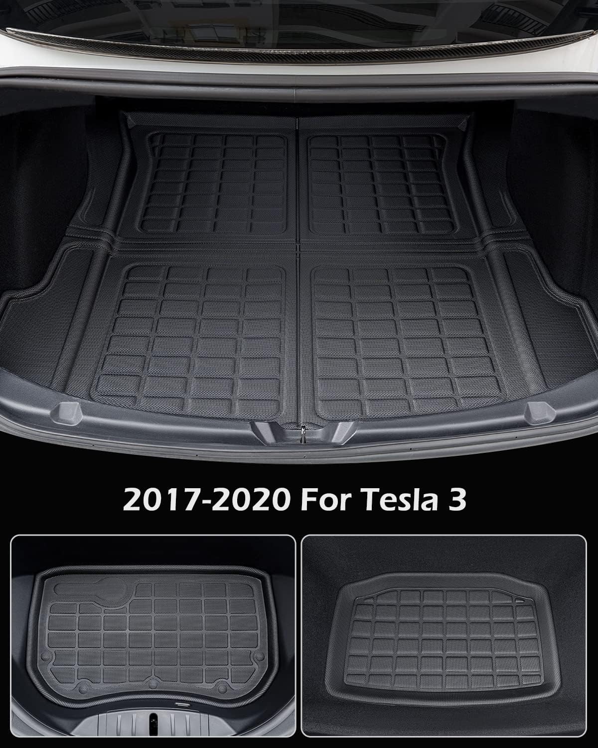 TAPTES for Tesla Model 3 Floor Mats 2020 2019 2018 2017, 6 PCS All Weather Floor Mats Trunk Rear Cargo Liners for Model 3 Accessories 2017-2020 (Before June 2020)