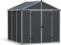 Palram - Canopia Rubicon Storage Shed, 8'x8' DIY Backyard Shed, Gray Polycarbonate Panels and Aluminum Frame, Sheds & Outdoor Storage for Lawn Mower, Bike, Garden Tools, Outdoor Storage Box Shed