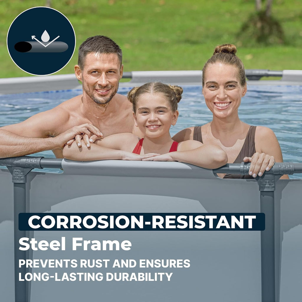 Bestway Steel Pro MAX 14' x 42' Above Ground Pool, Round Metal Frame Outdoor Swimming Pool Set with Filter Pump, Ladder, and Cover, Gray
