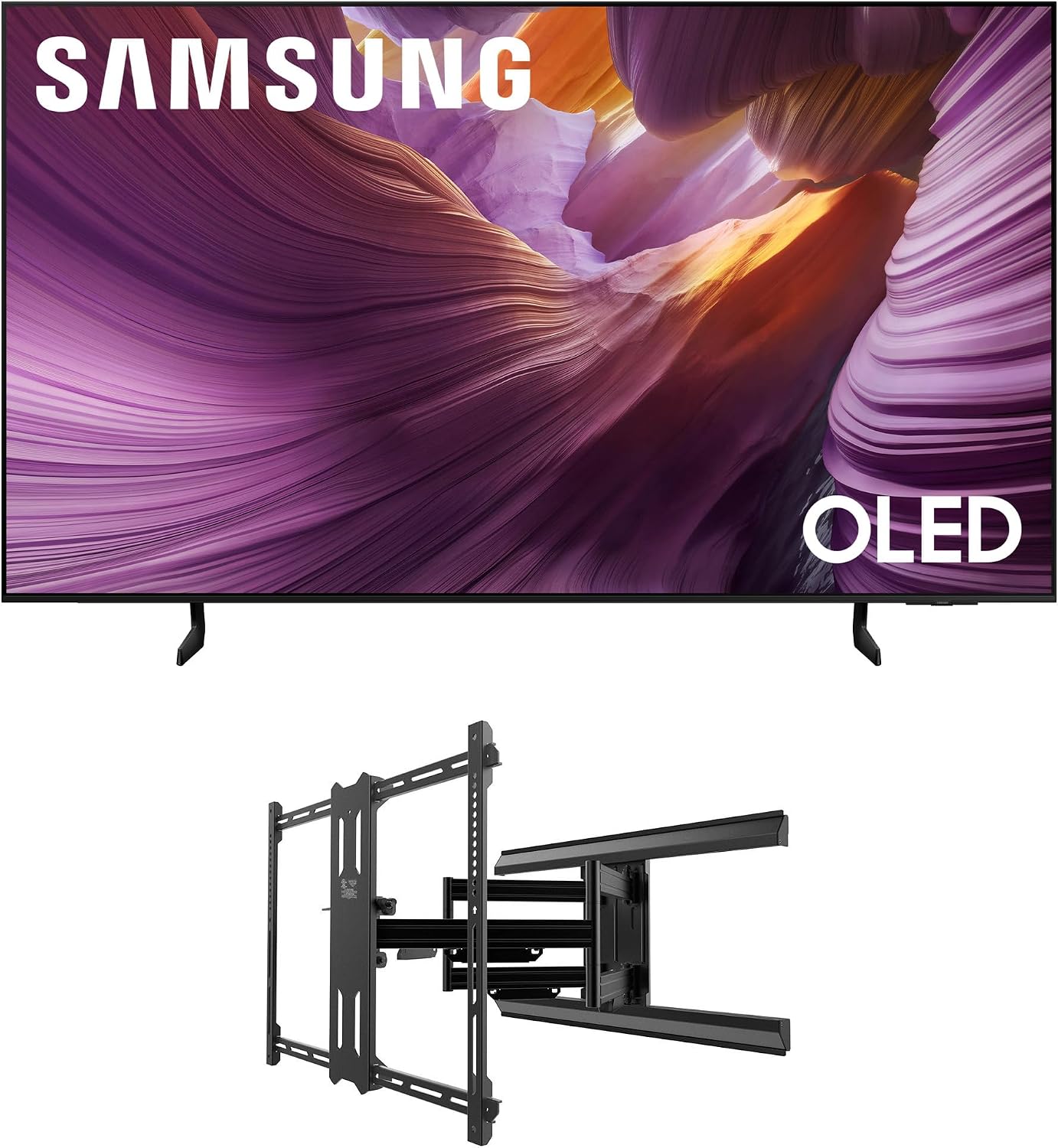 Samsung QN65S85FAFXZA 65 Inch OLED HDR 4K Smart TV with a Kanto PMX700 Pro Series Full Motion Dual Stud Mount (2025)