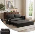 2 in 1 Queen Pull Out Sleeper Sofa Couch Bed-59.5'Convertible Sofabed with USB/C-Type Charging Ports,Chenille Sleeper Sofa with Side Pockets,Futon Couch for Living Room,Bedroom,Small Space,RV, Black