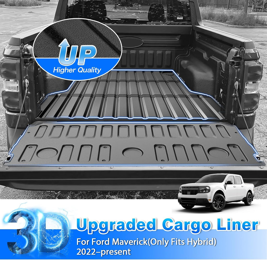 Maverick Floor Mats - Car Mats for Ford Maverick Hybrid 2022-2025 2026, All Weather Floor Mats and Tailgate Mat with Truck Bed Mat for Maverick Accessories, Heavy Duty Rubber Mats