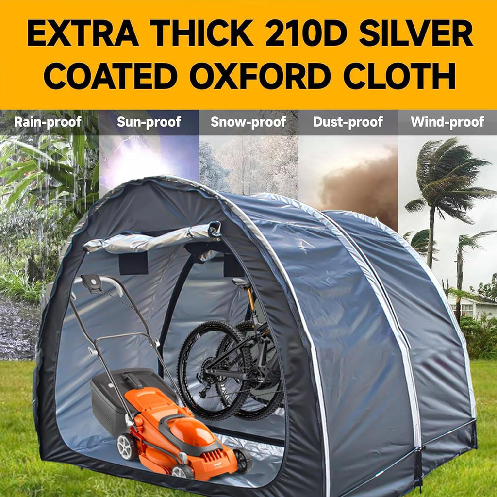 2 PCS Bicycle Tent Can Be Spliced Small Shed Outdoor Storage with Double Doors for 2-5 Bikes Bike Storage Shed,Black