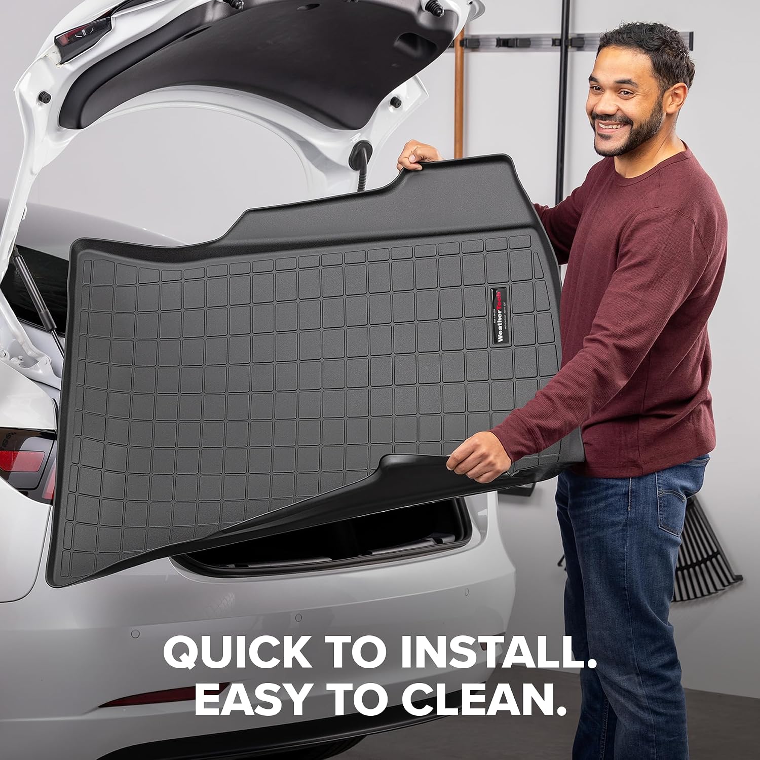 WeatherTech Cargo Trunk Liner for Tesla Model 3, Trunk and Rear Well (401052-1424), Black