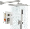 FPXRNG Shower Faucet Set Bathroom Square Rain Shower Head and Handle Set, Wall Mounted Shower Fixtures, Full Metal Trim Repair Kit 12 inch Brushed Nickel (With Shower Valve)