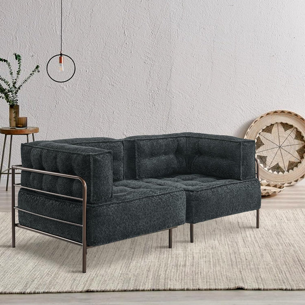 MCombo Modular Sofa Couch with Removable Cushion, Accent Sofa Chair, Upholstered Sofa for Living Room, Apartment, Office (Grey, Corner Seat)