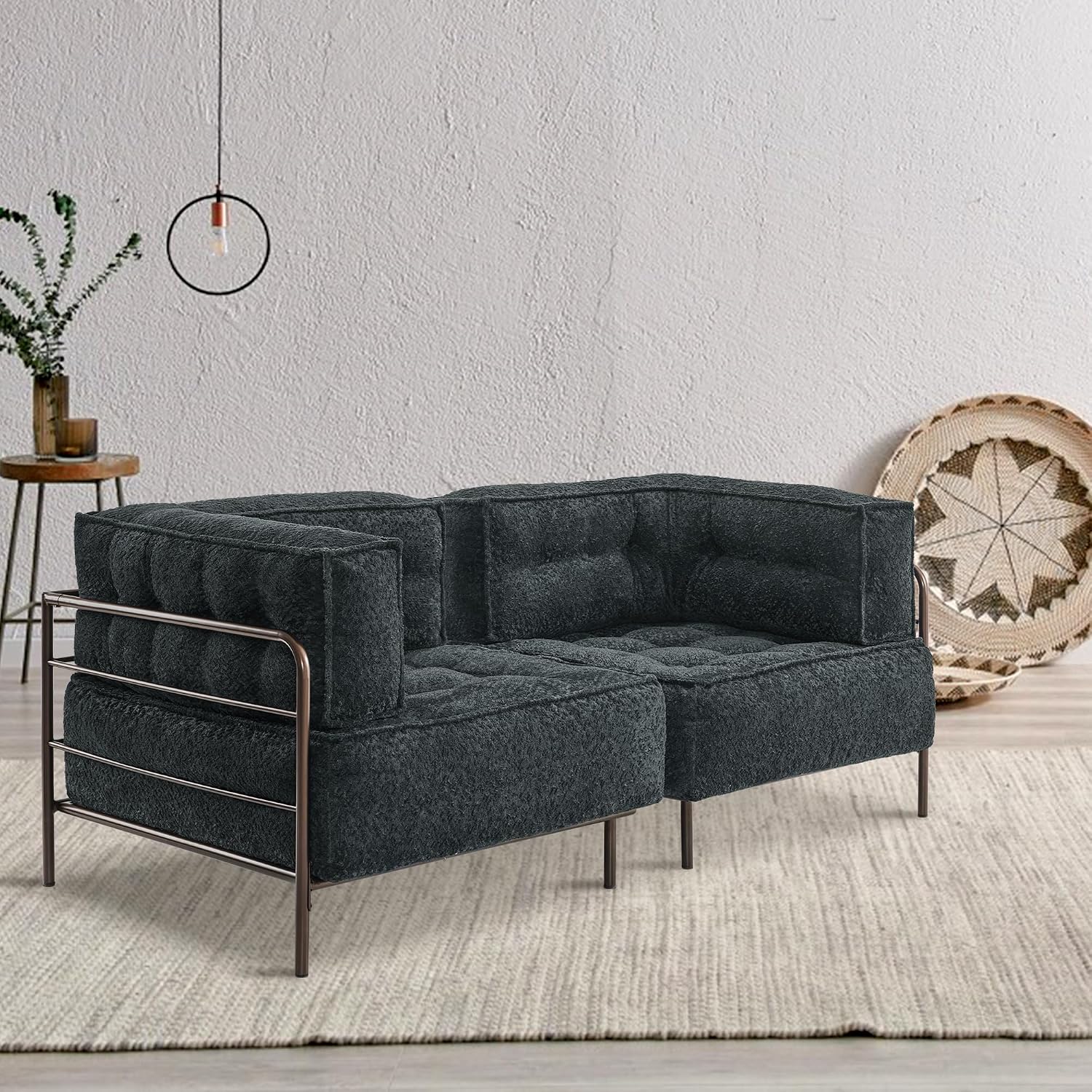 MCombo Modular Sofa Couch with Removable Cushion, Accent Sofa Chair, Upholstered Sofa for Living Room, Apartment, Office (Grey, Corner Seat)
