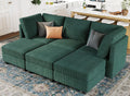 Belffin Modular Sectional Sleeper Sofa with Storage Seat 6 Seat Sectional Sleeper Sofa Bed Corduroy Sectional Couch with Reversible Chaise Green Modular Couch for Living Room
