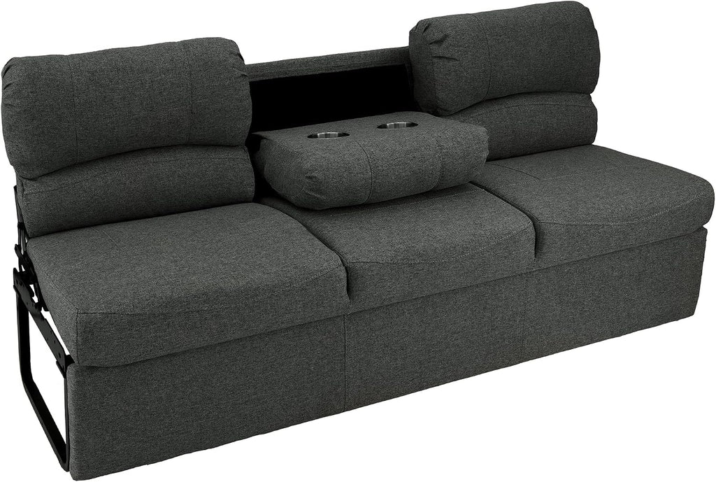 RecPro 68' RV Jackknife Sleeper Sofa with Drop-Down Console | Cloth Fabric | 2 Colors to Choose from | Furniture for RV and Camper (Fossil Cloth)