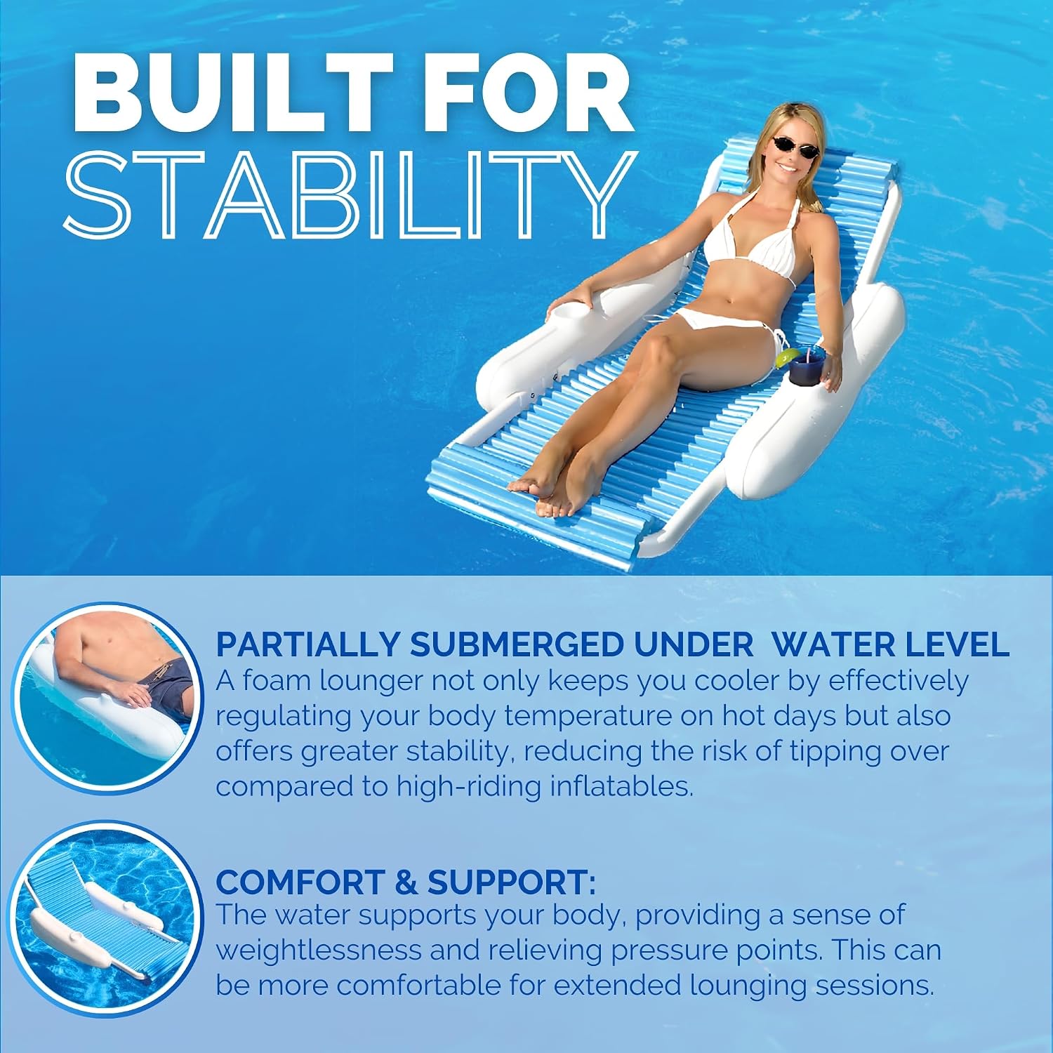 Swimline Eva Sunchaser Lounger Seat Pool Float , White