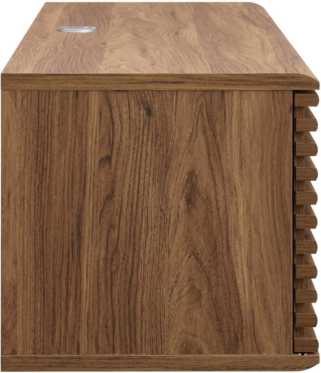 Modway Render 46' Mid-Century Modern Wall Mount Media Console TV Stand, 46 Inch, Walnut